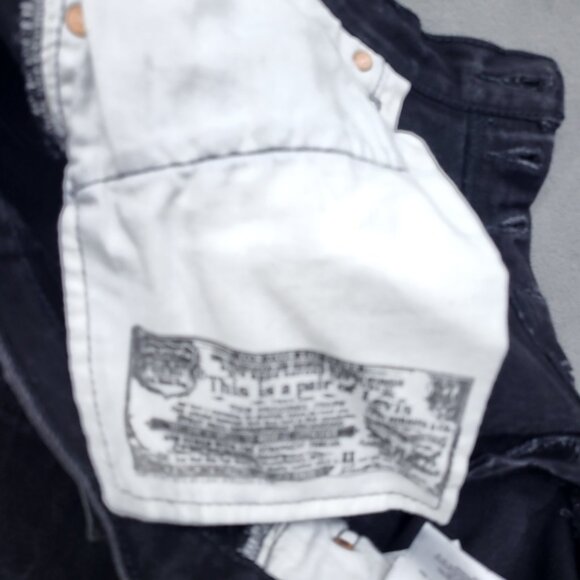 Levis 501 Jeans Mens 38x34 Black Denim Tapered Dark Wash Button Fly Black Label - Picture 6 of 11